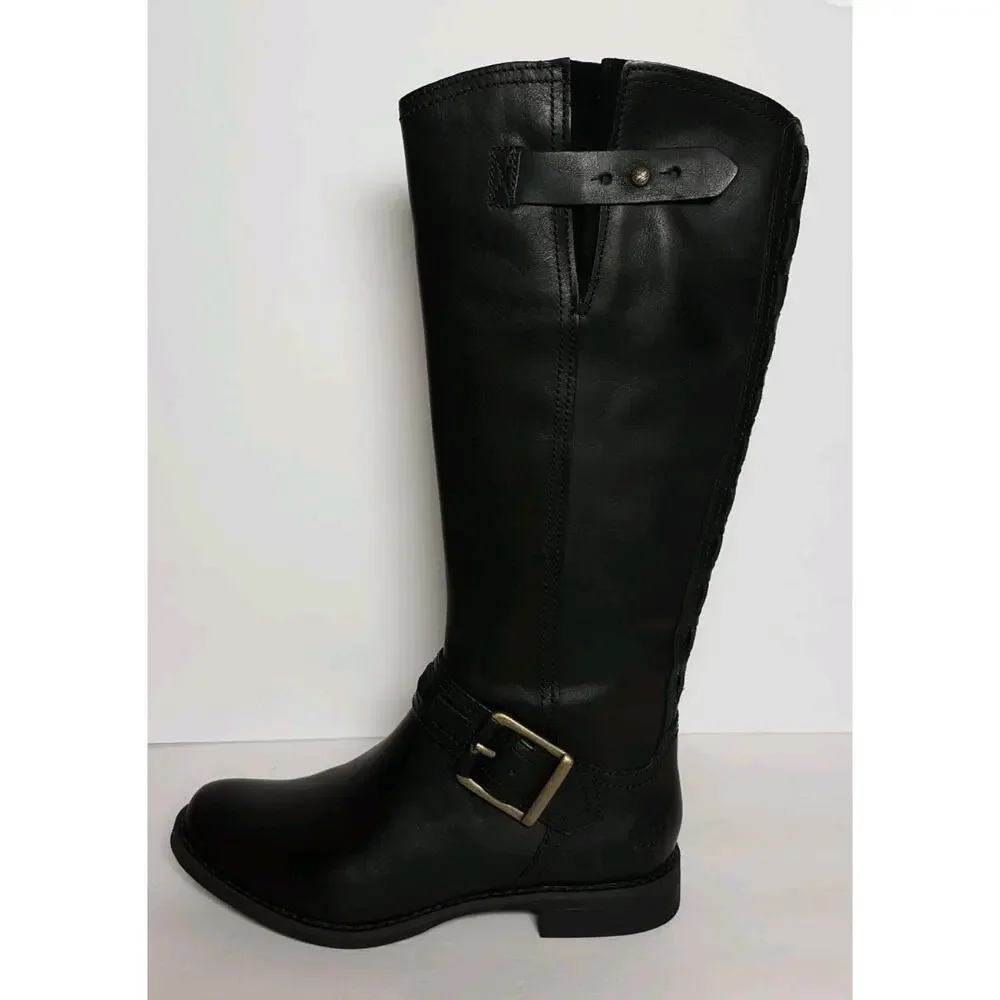 Timberland Womens Savin Hill Tall Leather Moto Boots Buckle Anti Fatigue Size 7